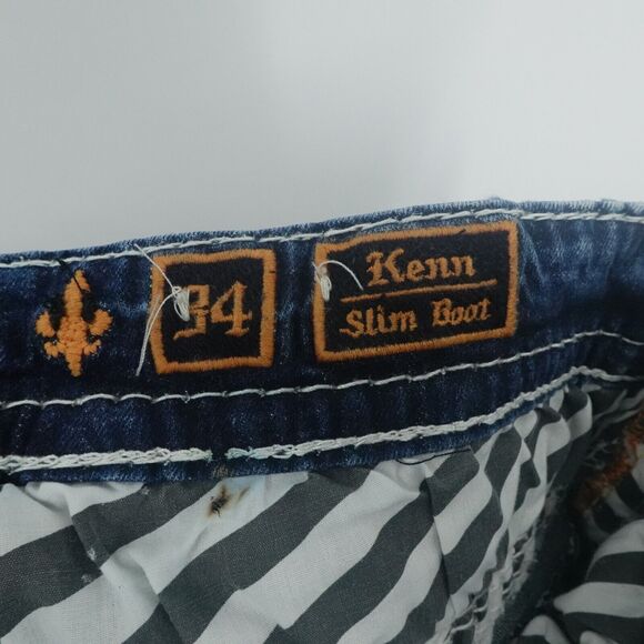 Rock Revival Jeans Men 36x29 Blue Kenn Slim Boot Western Rockabilly Distressed - Picture 13 of 14